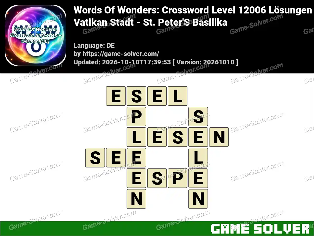 Words Of Wonders: Crossword Level 12006 Lösungen – Vatikan Stadt – St. Peter’S Basilika
